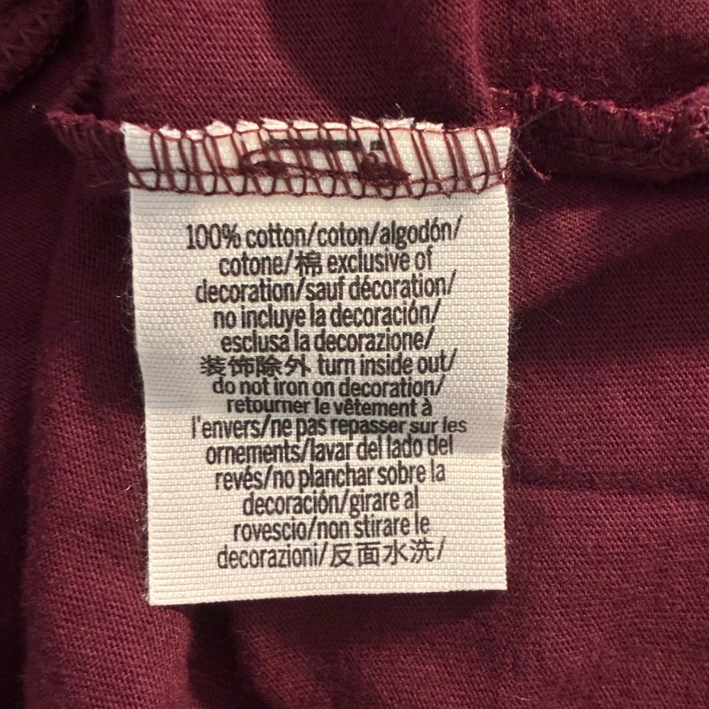 PINK Victoria’s Secret Maroon Long Sleeve T-shirt Oversized Relaxed Fit, Size M - Picture 10 of 15